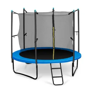 KLARFIT Rocketboy 250, 250 cm trampolin, notranja varovalna mreža, široka lestev, modra barva