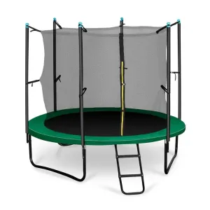 KLARFIT Rocketboy 250, 250 cm trampolin, notranja varovalna mreža, široka lestev, zelena barva