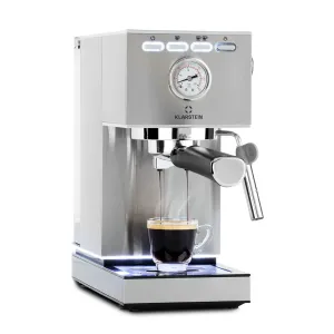 Klarstein Pausa, aparat za espresso, 1350 W, tlak 20 barov, rezervoar za vodo: 1,4 litra, nerjaveče jeklo #4102
