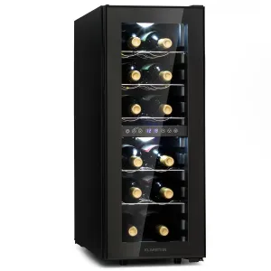 Klarstein Shiraz 12 Duo, vinski hladilnik, 2 coni, 42L/12 steklenic, 5-12 / 12-18 °C, Touch