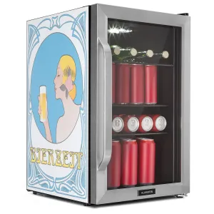 Klarstein Beersafe 70, Bierzeit Edition, hladilnik, 70 litrov, 3 police, panoramska steklena vrata, nerjaveče jeklo #5338