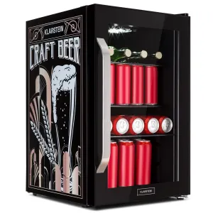Klarstein Beersafe 70, Craft Beer Edition, hladilnik, 70 litrov, 3 police, panoramska steklena vrata, nerjaveče jeklo #5345