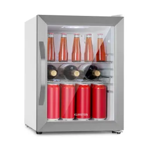 Klarstein Beersafe M Crystal White, hladilnik, 33 litrov, 2 polici, panoramska steklena vrata, nerjaveče jeklo