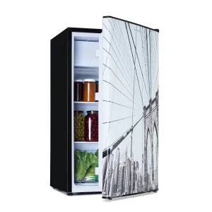 Klarstein CoolArt, 79L, kombinacija hladilnika z zamrzovalnikom, EEK F, zamrzovalnik 9l, dizajnerska vrata