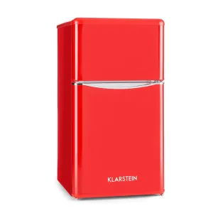 Klarstein Monroe Black, hladilnik z zamrzovalnikom, 61/24 l, F, Retrolook rdeča