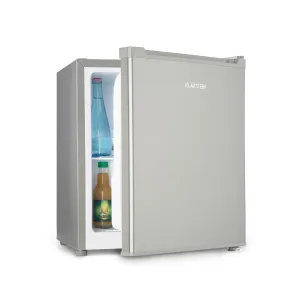 Klarstein Snoopy Eco, mini hladilnik z zamrzovalnikom, E, 41 litrov, 39 dB, siva barva