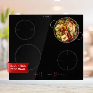 Klarstein Virtuosa EcoAdapt, indukcijska kuhalna plošča, 4 plošče, 7200 W, steklo, črna