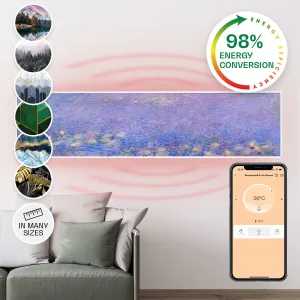 Klarstein Wonderwall Air Art Smart, infrardeči grelec, 120 x 30 cm, 350 W, aplikacija, lokvanji