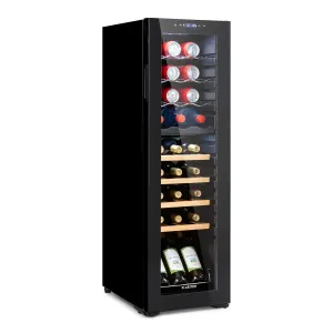 Klarstein Bovella 27 Duo+, dvopodročni hladilnik za vino, 74l, 27 st., steklena vrata