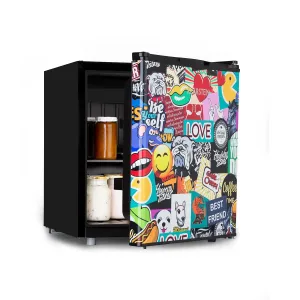 Klarstein Cool Vibe 46+, hladilnik, 46 l, 1 polica, Stickerbomb style