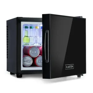 Klarstein Frosty, mini hladilnik, energijski razred A, vrata z ogledalnim steklom, 10 litrov, črn