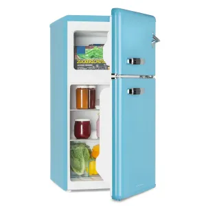 Klarstein Irene, retro hladilnik z zamrzovalnikom, hladilnik 61 l, zamrzovalnik 24 l, modra