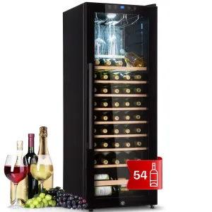Klarstein Barossa 54S, vinska omara, 155 l, 54 steklenic, steklena vrata, na dotik #1691