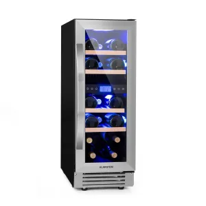 Klarstein Vinovilla Duo 17, dvostopenjska vinska omara, hladilnik, 53 l, 17 stekl., 3-barvna LED osvetlitev, steklena vrata