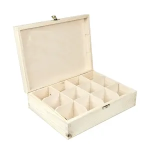Lesena škatla za čaj - 12 pregrad (lesen izdelek za kreativno)