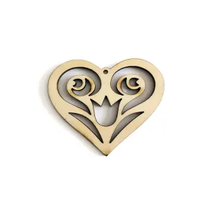 Leseni polizdelek za izdelavo bižuterije - srce z ornamentom 2 ()