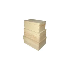 Set lesenih škatel s pokrovom za dekoriranje - 3 kom (set)