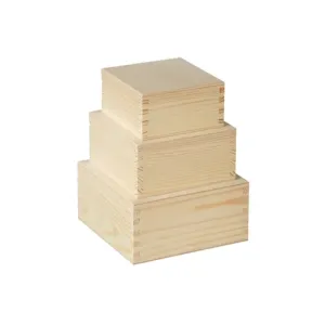 Set lesenih škatel za dekoracij - 3 delni (leseni polizdelki)