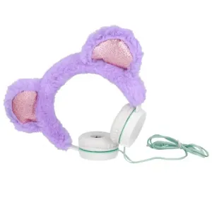 MG Plush Bear plišaste slušalke z ušesi, vijolična