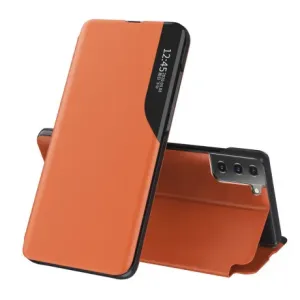MG Eco Leather View knjižni ovitek za Samsung Galaxy S21 Plus 5G, oranžna #139138