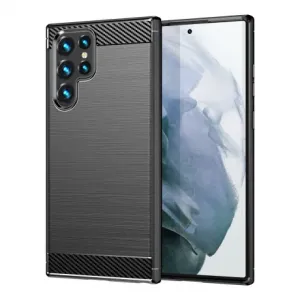 MG Carbon Case Flexible silikonski ovitek za Samsung Galaxy S22 Ultra, črna #140036