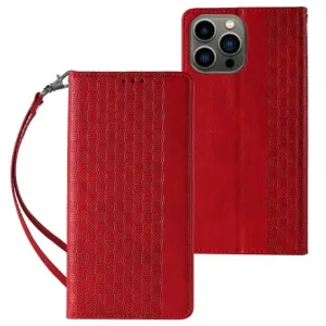 MG Magnet Strap knjižni usnjeni ovitek za iPhone 13 Pro Max, rdeča #139090