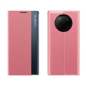 MG Sleep Case Smart Window usnjeni ovitek za Xiaomi Redmi Note 9T 5G, roza #139871