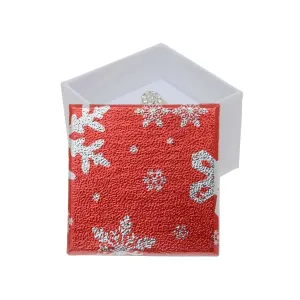 Božična darilna škatlica za nakit - snežinke, srebrno - rdeče barve