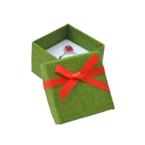Božična škatla za nakit - zeleni kvadrat z rdečo pentljo