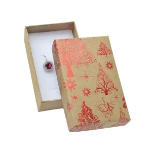 Darilna škatla za nakit - božična drevesca in rdeče zvezde