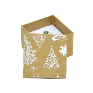 Darilna škatla za nakit - božična drevesca in srebrne zvezde