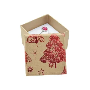 Darilna škatla za nakit - rdeče jelke in zvezdice