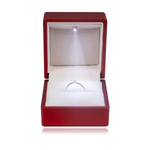 LED darilna škatlica za prstane - mat rdeče barve, kvadratna