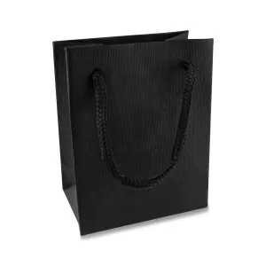 Majhna papirnata darilna vrečka - črna, mrežast vzorec, mat