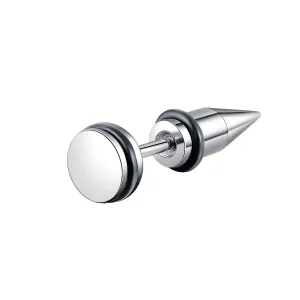 Imitacija razširjevalnika za uho iz jekla – srebrno obarvana konica, črni, gumjasti obročki