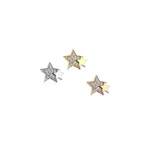 Nadomestna glava za vsadek iz nerjavečega jekla, zvezdi, prozorni cirkoni, 1.6 mm - Barva: Bakrena
