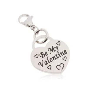 Obesek za ključe, kirurško jeklo, srce z napisom Be My Valentine