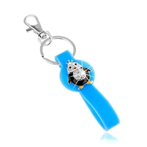 Obesek za ključe, moder viseči del iz silikona, majhen pingvin, cirkoni, barvna glazura