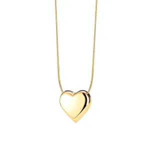Jeklena ogrlica v zlati barvi – sijoče izbočeno srce, okrogla verižica s kačjim vzorcem