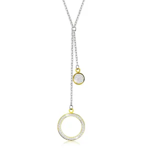 Jeklena ogrlica - velik obroč s kristali, ploščat krog, obeski v zlati barvi