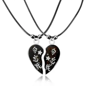 Ogrlici za zaljubljenca s kitajskimi znaki, razpolovljeno srce