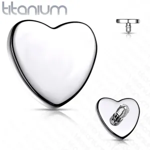 Nadomestna glava za titanov vsadek, srce  4 mm, srebrna barva, širina 1.6 mm