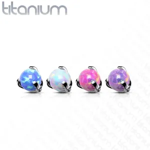 Titanov nadomestni del za vsadek, kroglica v objemki z zobki, sintetični opal, različne barve, 3 mm - Barva piercinga: Ametist