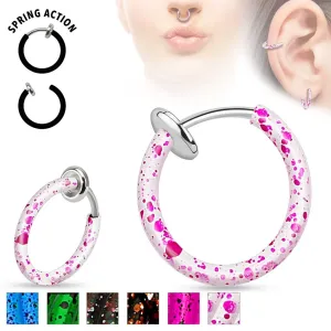 Imitacija piercinga za nos ali uho iz kirurškega jekla, obroč s poškropljeno barvo - Barva piercinga: Rožnata