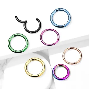 Piercing iz kirurškega jekla – barvni obroček, zgibna zaponka, 2 mm - Barva piercinga: Črna