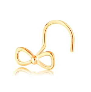 Piercing za nos iz 14k zlata - pentlja z majhno kroglico na sredini