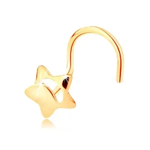Piercing za nos iz 14k zlata - petkraka zvezda z izrezom