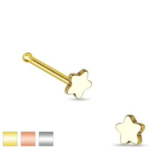 Piercing za nos iz kirurškega jekla, majhna petkraka zvezda - Barva piercinga: Zlata