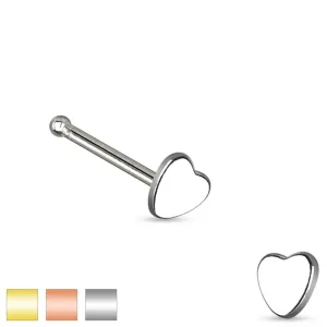 Piercing za nos iz kirurškega jekla, majhno simetrično srce - Barva piercinga: Medená
