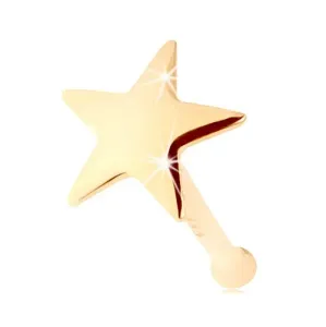 Piercing za nos iz rumenega 14K zlata - raven, bleščeča peterokraka zvezda